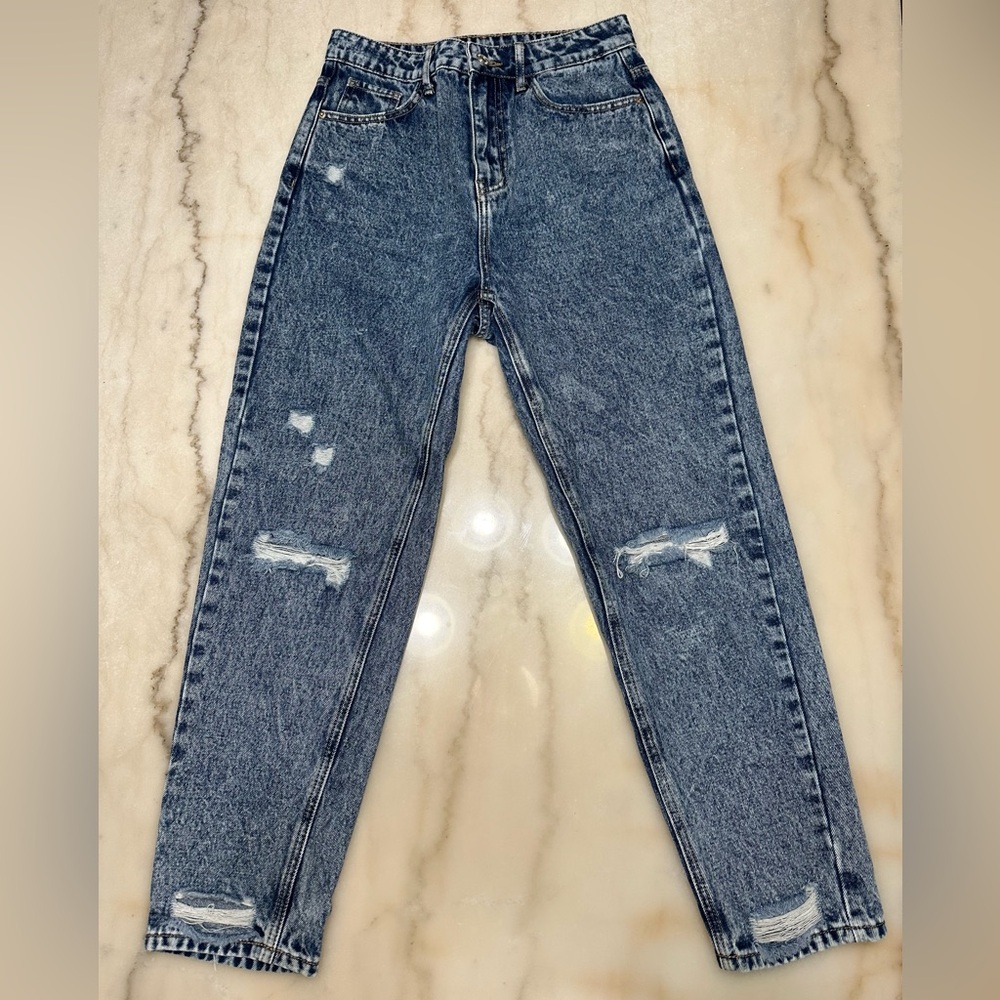 SHEIN • Classic Blue Distressed Denim Jeans